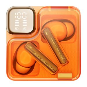 TWS QCY MeloBuds Neo T31 ausinės oranžinės spalvos - Image 3