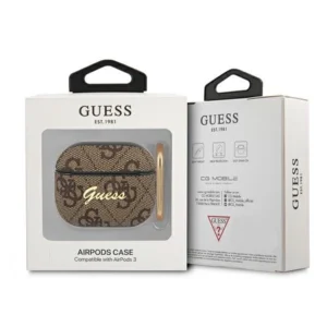 Guess GUA34GSMW Apple AirPods 3 dėklas rudos spalvos 4G Script Metal Collection - Image 3