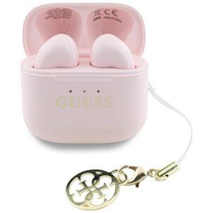 Ausinės TWS Guess Glossy Effect Printed Classic Logo & Charm rožinės spalvos