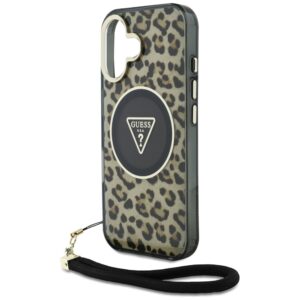 Guess HC IML Leopard Triangle Cord Strap Apple iPhone 16 MagSafe dėklas telefonui - Image 5