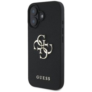 Guess Grained Big 4G Logo Small Classic Logo Apple iPhone 16 dėklas telefonui juodos spalvos - Image 2