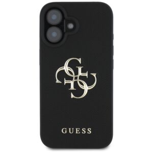 Guess Grained Big 4G Logo Small Classic Logo Apple iPhone 16 dėklas telefonui juodos spalvos - Image 3