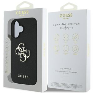 Guess Grained Big 4G Logo Small Classic Logo Apple iPhone 16 dėklas telefonui juodos spalvos - Image 8
