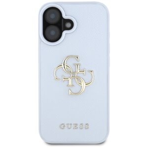 Guess Grained Big 4G Logo Small Classic Logo Apple iPhone 16 dėklas telefonui mėlynos spalvos - Image 3