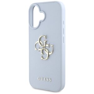 Guess Grained Big 4G Logo Small Classic Logo Apple iPhone 16 dėklas telefonui mėlynos spalvos - Image 6