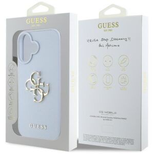 Guess Grained Big 4G Logo Small Classic Logo Apple iPhone 16 dėklas telefonui mėlynos spalvos - Image 8