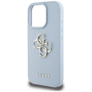Guess Grained Big 4G Logo Small Classic Logo Apple iPhone 16 Pro dėklas telefonui mėlynos spalvos - Image 6
