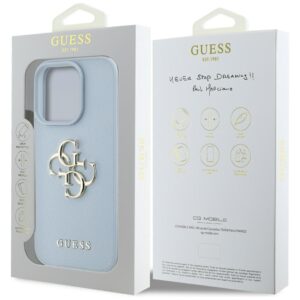 Guess Grained Big 4G Logo Small Classic Logo Apple iPhone 16 Pro Max dėklas telefonui mėlynos spalvos - Image 8