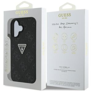 Guess Hot Stamp 4G Pattern Triangle Metal Logo Apple iPhone 16 dėklas telefonui juodos spalvos - Image 8