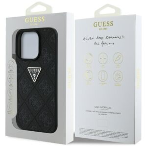 Guess Hot Stamp 4G Pattern Triangle Metal Logo Apple iPhone 16 Pro dėklas telefonui juodos spalvos - Image 8