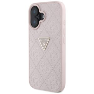 Guess Hot Stamp 4G Pattern Triangle Metal Logo Apple iPhone 16 dėklas telefonui rožinės spalvos - Image 2
