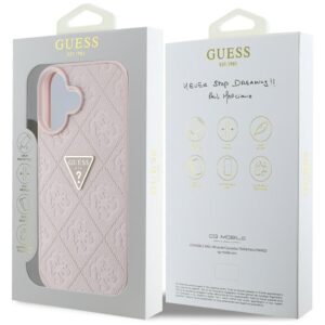 Guess Hot Stamp 4G Pattern Triangle Metal Logo Apple iPhone 16 dėklas telefonui rožinės spalvos - Image 8