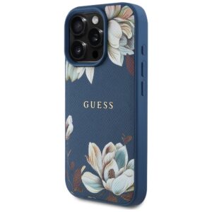 Guess Grained Printed Flower Pattern MagSafe Apple iPhone 16 Pro Max dėklas telefonui mėlynos spalvos - Image 2