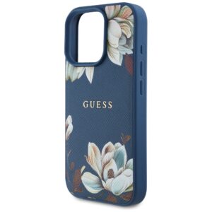 Guess Grained Printed Flower Pattern MagSafe Apple iPhone 16 Pro Max dėklas telefonui mėlynos spalvos - Image 6