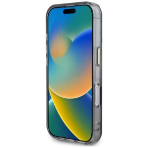 Guess Glitter Flowers Triangle Buttons MagSafe Apple iPhone 16 dėklas telefonui juodos spalvos - Image 5