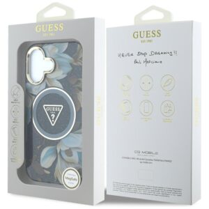 Guess Glitter Flowers Triangle Buttons MagSafe Apple iPhone 16 dėklas telefonui juodos spalvos - Image 8