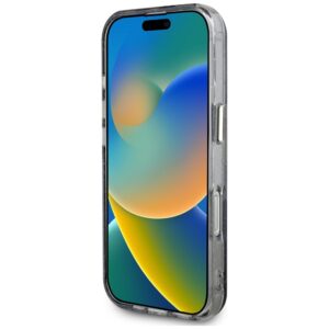 Guess Glitter Flowers Triangle Buttons MagSafe Apple iPhone 16 Pro Max dėklas telefonui juodos spalvos - Image 5