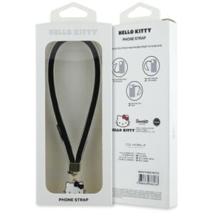 Virvelė telefonui Hello Kitty Nylon Cord Kitty Head juodos spalvos - Image 3