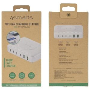 4smarts įkrovimo stotelė 7in1 100W su belaidžio įkrovimo galimybe baltos spalvos 540570 - Image 4