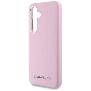 Karl Lagerfeld Saffiano Full Wrapped Elongated Metal Logo MagSafe Samsung Galaxy S25 dėkals telefonui rožinės spalvos - Image 6