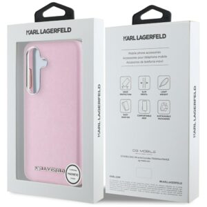 Karl Lagerfeld Saffiano Full Wrapped Elongated Metal Logo MagSafe Samsung Galaxy S25 dėkals telefonui rožinės spalvos - Image 8