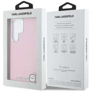 Karl Lagerfeld Saffiano Full Wrapped Elongated Metal Logo MagSafe Samsung Galaxy S25 Ultra dėkals telefonui rožinės spalvos - Image 8