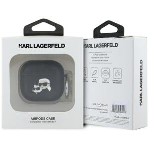 Karl Lagerfeld Monogram Karl & Choupette Head AirPods 4 juodos spalvos - Image 3