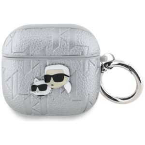 Karl Lagerfeld Monogram Karl & Choupette Head AirPods 4 sidabro spalvos - Image 1