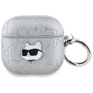 Karl Lagerfeld Monogram Choupette Head AirPods 4 sidabro spalvos
