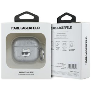 Karl Lagerfeld Monogram Choupette Head AirPods 4 sidabro spalvos - Image 3