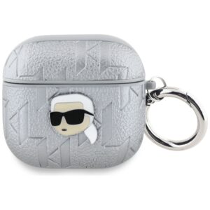Karl Lagerfeld Monogram Karl Head AirPods 4 sidabro spalvos