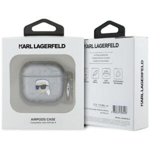 Karl Lagerfeld Monogram Karl Head AirPods 4 sidabro spalvos - Image 3