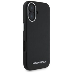 Karl Lagerfeld Saffiano Full Wrapped Elongated Metal Logo MagSafe Apple iPhone 16 dėklas telefonui juodos spalvos - Image 4