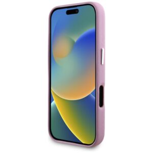 Karl Lagerfeld Saffiano Full Wrapped Elongated Metal Logo MagSafe Apple iPhone 16 dėklas telefonui rožinės spalvos - Image 5