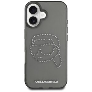 Karl Lagerfeld IML Rhinestones Karl Head Apple iPhone 16 dėklas telefonui juodos spalvos - Image 3
