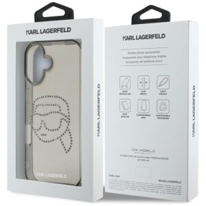 Karl Lagerfeld IML Rhinestones Karl Head Apple iPhone 16 dėklas telefonui juodos spalvos - Image 8