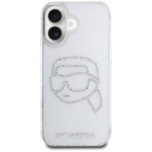 Karl Lagerfeld IML Rhinestones Karl Head Apple iPhone 16 dėklas telefonui skaidrus - Image 3