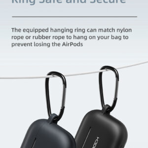 Rock Silicone case for Airpods 3 with snap hook juodos spalvos - Image 8