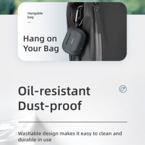 Rock Silicone case for Airpods 3 with snap hook juodos spalvos - Image 9