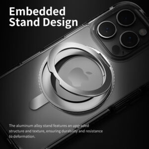 Rock Rotating Stand Crystal Series Magnetic Apple iPhone 16 Pro juodos spalvos - Image 4