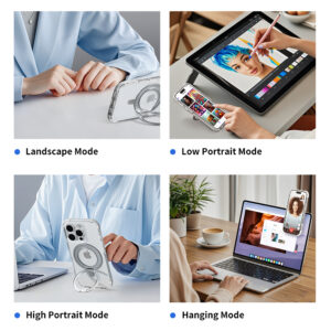 Rock Rotating Stand Crystal Series Magnetic Apple iPhone 16 Pro juodos spalvos - Image 7