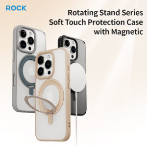 Rock Rotating Stand Soft Touch Series Magnetic Apple iPhone 16 Pro aukso spalvos - Image 5