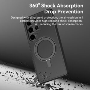 Rock Rotating Stand Soft Touch Series Magnetic for Samsung Galaxy S25 juodos spalvos - Image 7