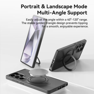 Rock Rotating Stand Soft Touch Series Magnetic for Samsung Galaxy S25 Ultra juodos spalvos - Image 5