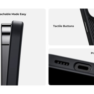 Benks Magnetic Armor Pro Camera Control Kevlar Case Metal Frame 600D (D065) Apple iPhone 16 Pro dėklas telefonui juodos spalvos - Image 7