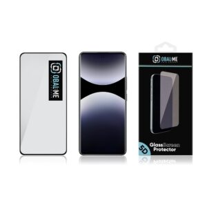 OBAL:ME 5D apsauginis stiklas Xiaomi Redmi Note 14 Pro+ 5G su juodos spalvos krašteliu - Image 2