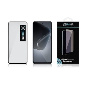 OBAL:ME 5D apsauginis stiklas Infinix Hot 50 Pro 4G su juodos spalvos krašteliu - Image 2