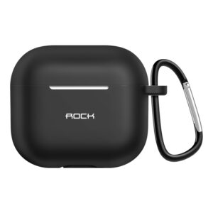 Rock Silicone case for Airpods 3 with snap hook juodos spalvos
