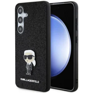 Karl Lagerfeld Fixed Glitter Ikonik Logo Metal Pin case Samsung Galaxy S24 - dėklas telefonui juodos spalvos - Image 1