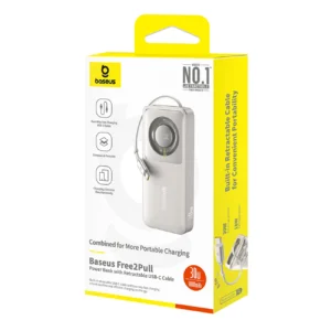 Baseus Free2Pull 10000mAh 30W powerbank with USB-C port and retractable USB-C cable - pilkos spalvos - Image 4